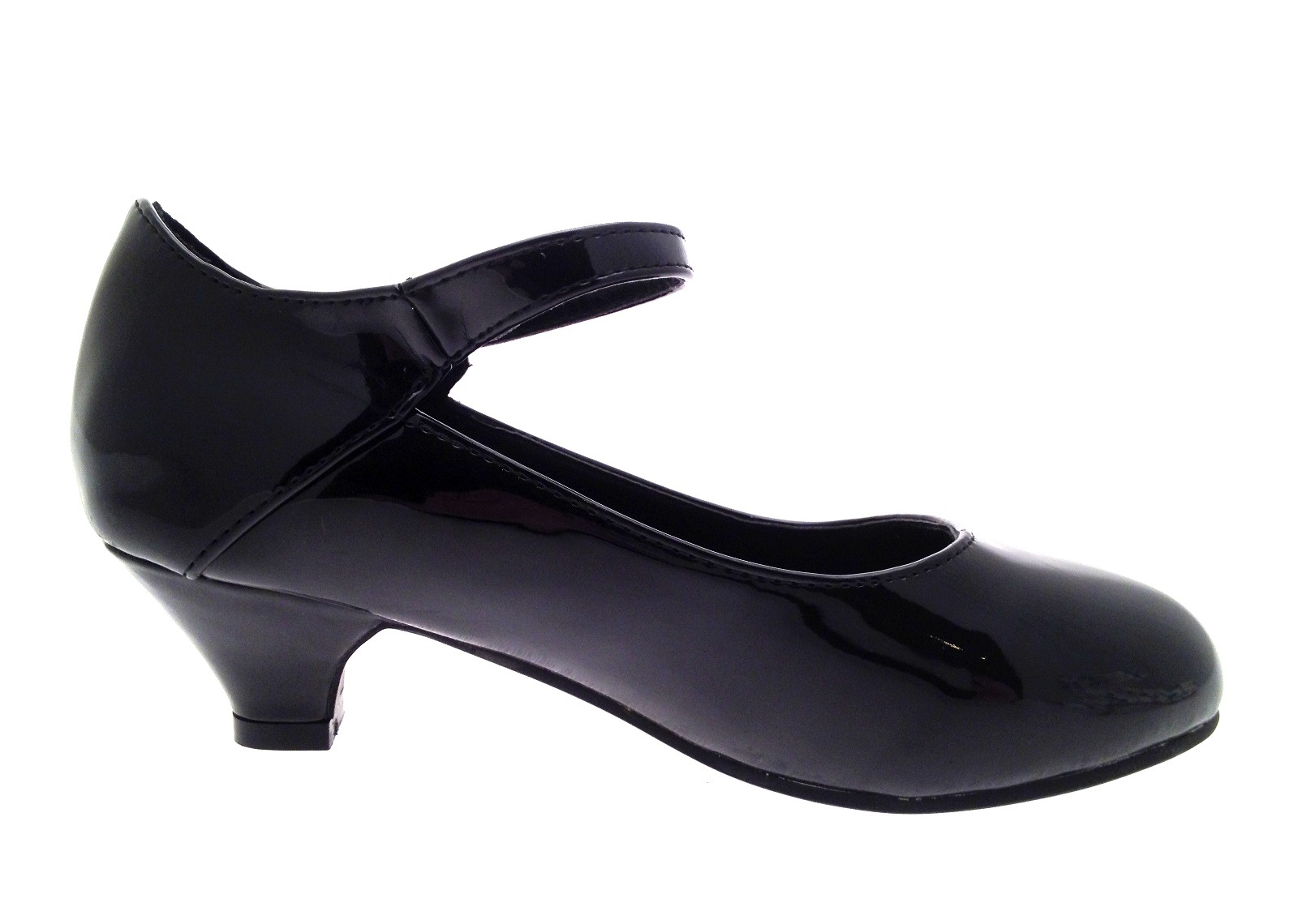 Girls Kids Faux Leather Mary Jane T Bar Party Shoes Low Heels Wedding